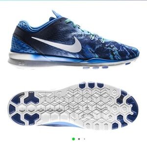 NIKE FREE 5.0 TR FIT 5 PRINT SOAR/DEEP ROYAL BLUE/GREEN GLOW/WHITE WOMEN